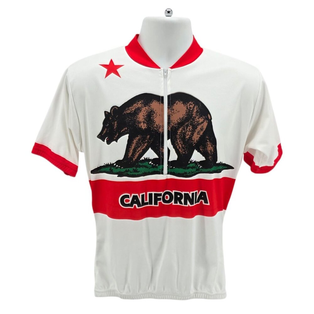 Vintage Kucharik Clothing Mens Medium Cycling Jersey California Flag Bear Zipper